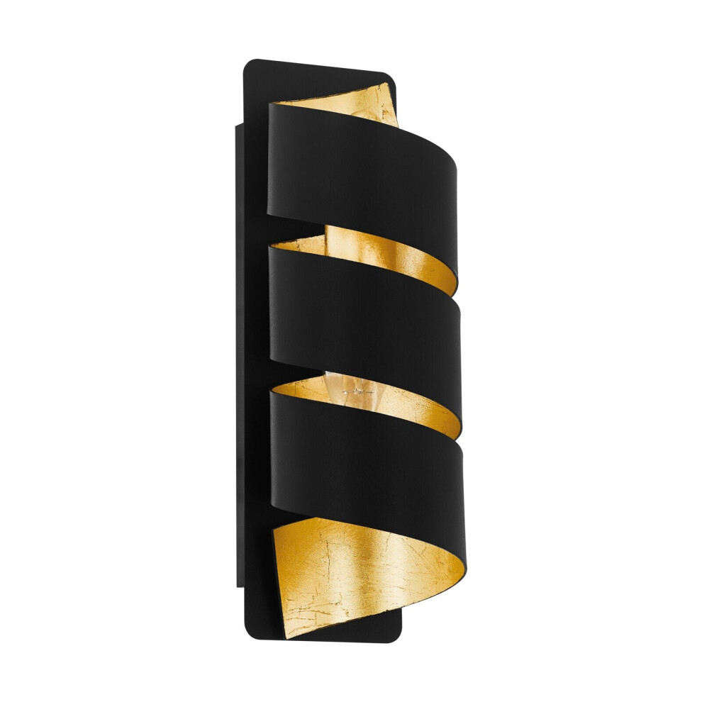 Loops Wall Light Colour Black Gold Vertical Spiral Metal Shade Bulb E14 1X40w