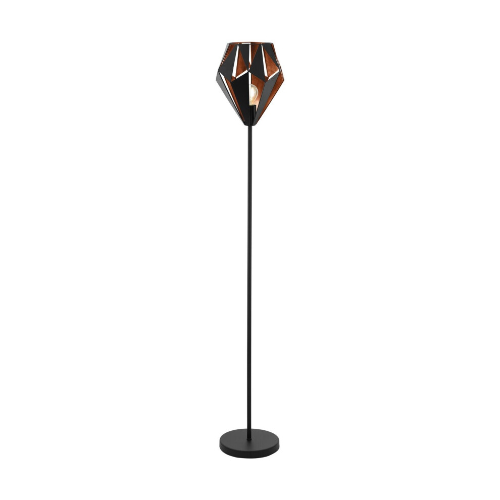 Loops Floor Lamp Standing Light Black & Copper Shade 1 X 60W E27 Bulb Standard
