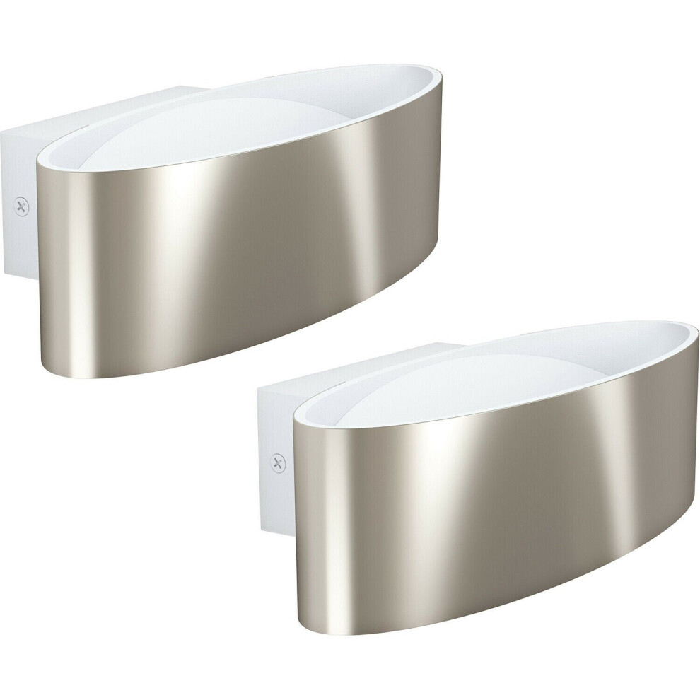Loops 2 Pack Wall Light Colour White Satin Nickel Shade Transparent Plastic Led 10W