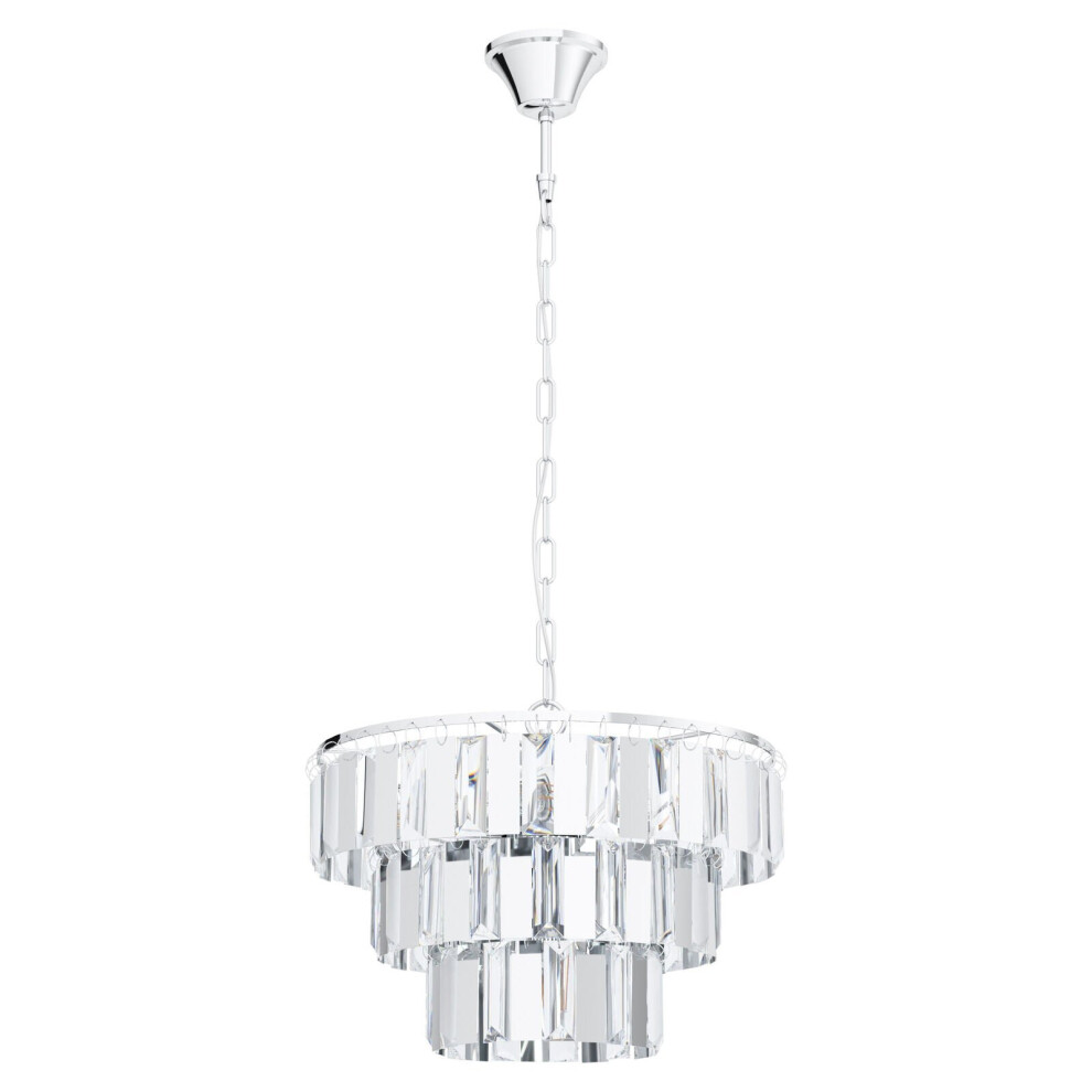 Loops Pendant Ceiling Colour Chrome Shade Clear Crystal Bulb E14 5X40w Light