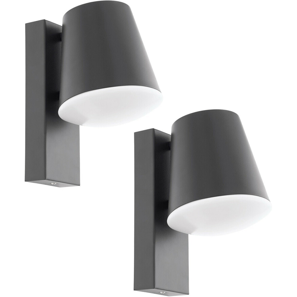 Loops 2 Pack Ip44 Outdoor Wall Down Light Anthracite Zinc Plated Steel 10W E27