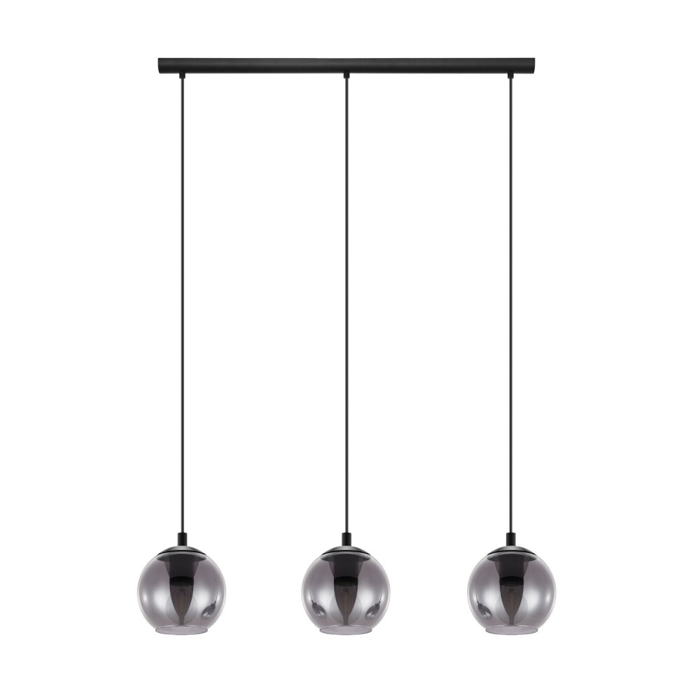 Pendant Light Colour Black Shade Black Transparent Glass Vaporized E27 3x40W