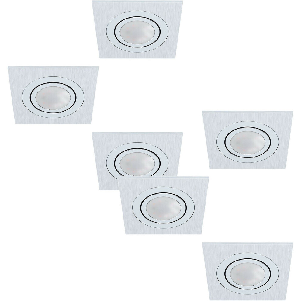 Loops 2 Pack 3 Pack Flush Ceiling Down Brushed Aluminium Square 3X 5W Gu10 Light