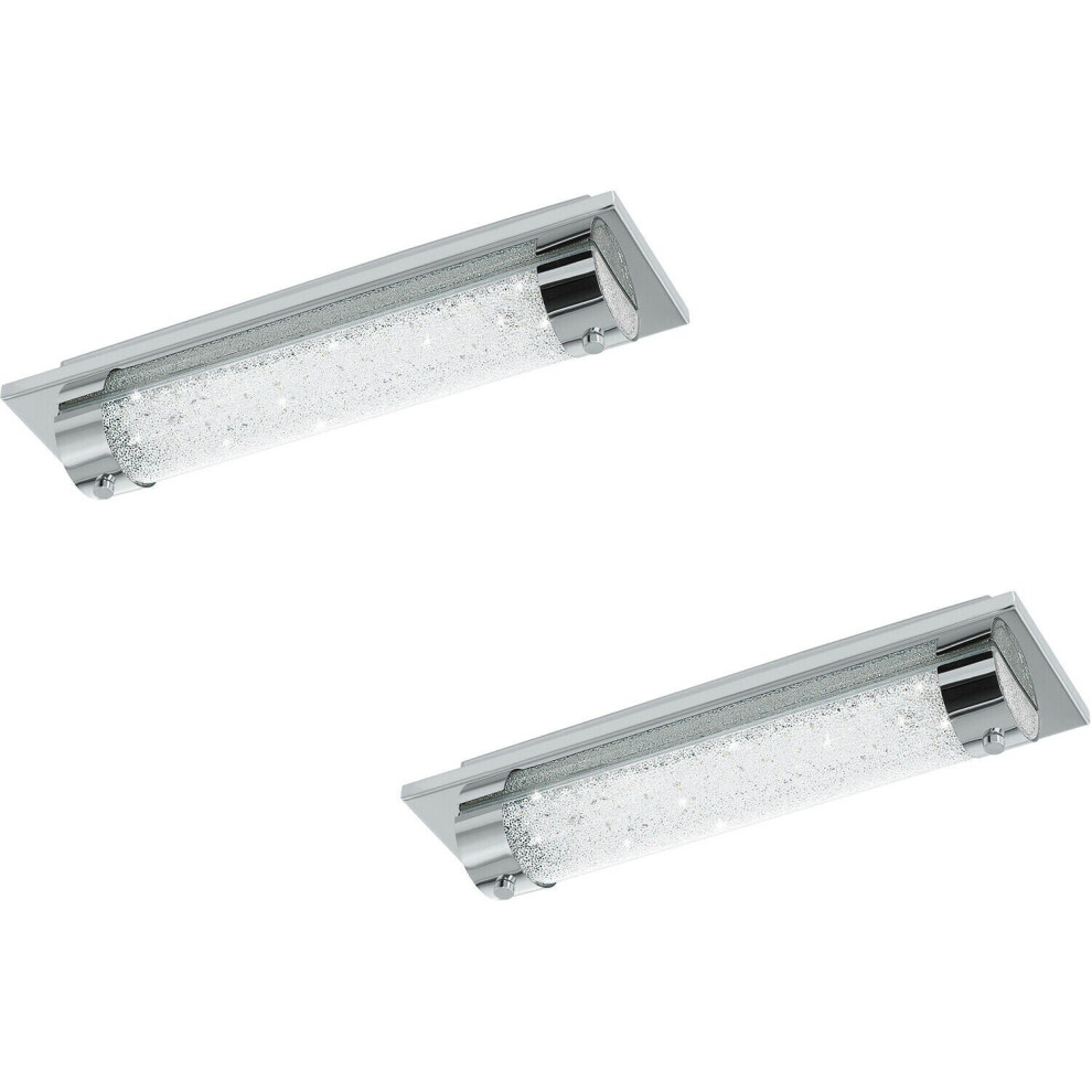 Loops 2 Pack Wall Flush Ceiling Light Colour Chrome Shade Clear Plastic Crystal Led 8W