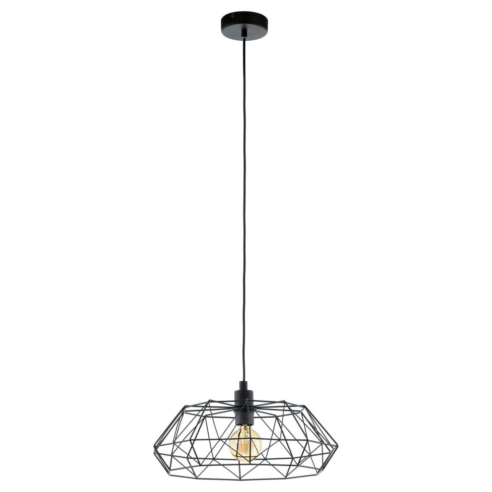 Loops Unisex Black Hanging Ceiling Pendant Light Cage Shade 1X 60W E27 Hallway Feature Lamp Size 1 - Image 2