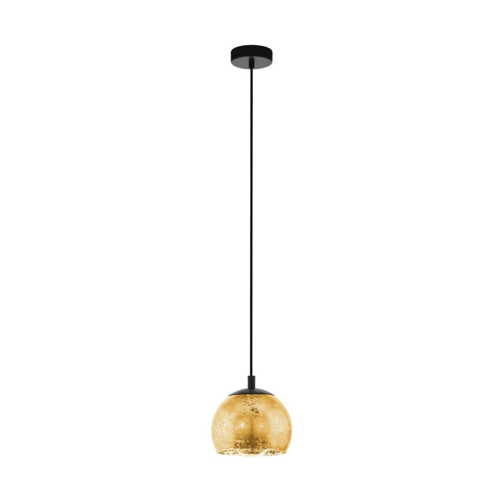 Loops Pendant Ceiling Light Colour Black Shade Gold Color Glass Bulb E27 1X40w