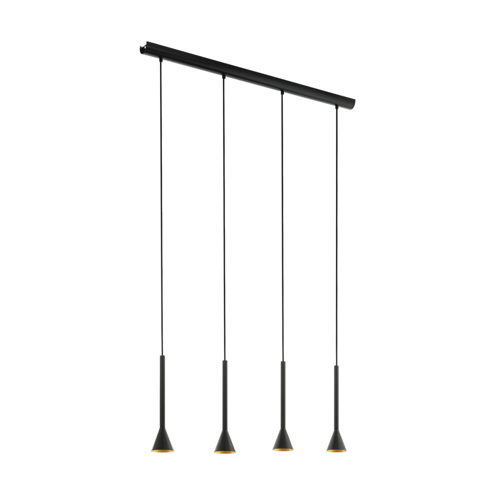 Pendant Ceiling Light Colour Black Outer & Gold Inner Shade Bulb GU10 4x5W