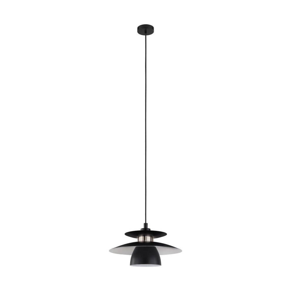 Pendant Ceiling Light Colour Black Satin Nickel Long Flex Bulb E27 1x40W