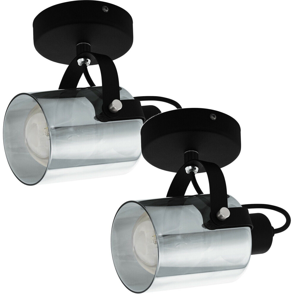 Loops 2 Pack Wall Light Black Chrome Shade Black Transparent Glass Vaporized E27 28W