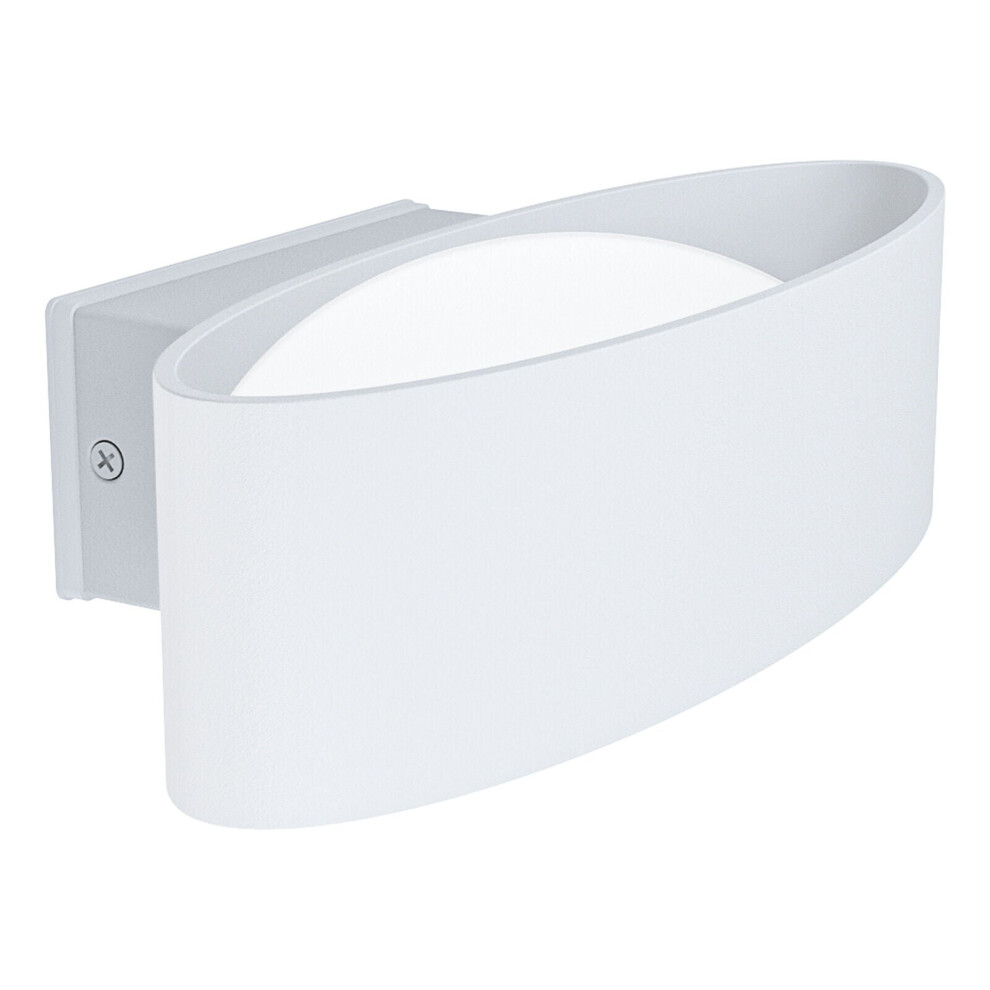 Loops Ip44 Outdoor Wall Light White Aluminium & Steel 10W Built In Led Porch Lamp