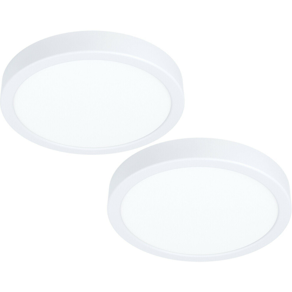 2 PACK Wall / Ceiling Light White 210mm Round Surface Mounted 16.5W LED 3000K