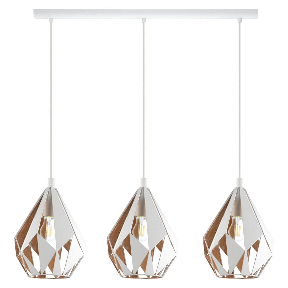 Loops Hanging Ceiling Pendant & Geometric 3X 60W E27 Kitchen Island Light/White/Gold