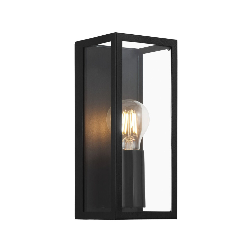 Loops Wall Light Colour Black Shade Clear Glass Metal Box Frame Bulb E27 1X60w