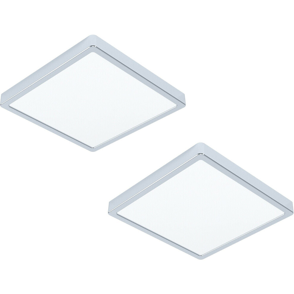 2 PACK Wall Flush Ceiling Light Colour Chrome Shade White Plastic Bulb LED 20W-image-OPC-P8WJPMP-NEW