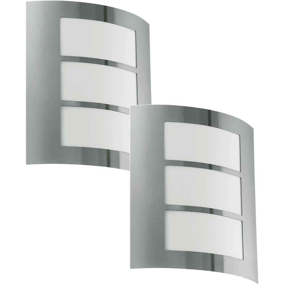 Loops 2 Pack Ip44 Outdoor Wall Stainless Steel Modern 1X 60W E27 Porch Lamp Light