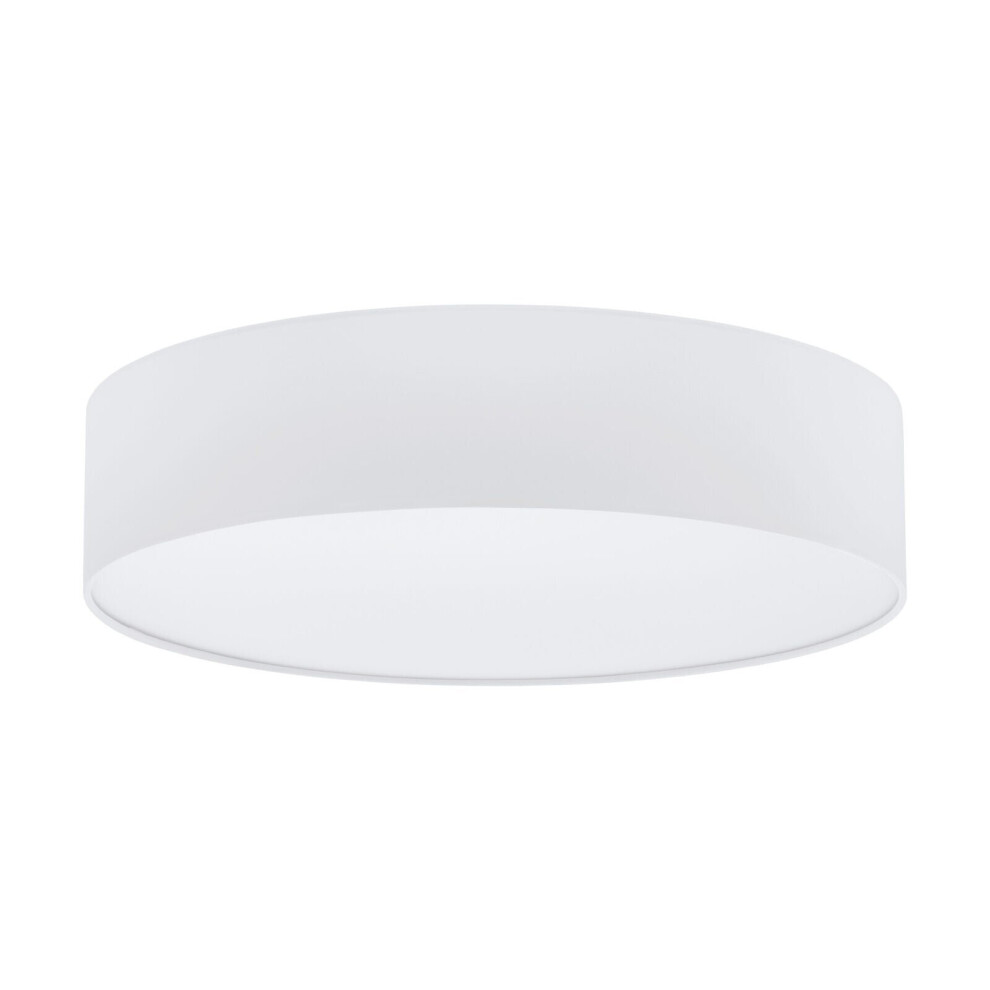 Loops Flush Ceiling Light Colour White Round White Fabric Shade Bulb E27 3X60w