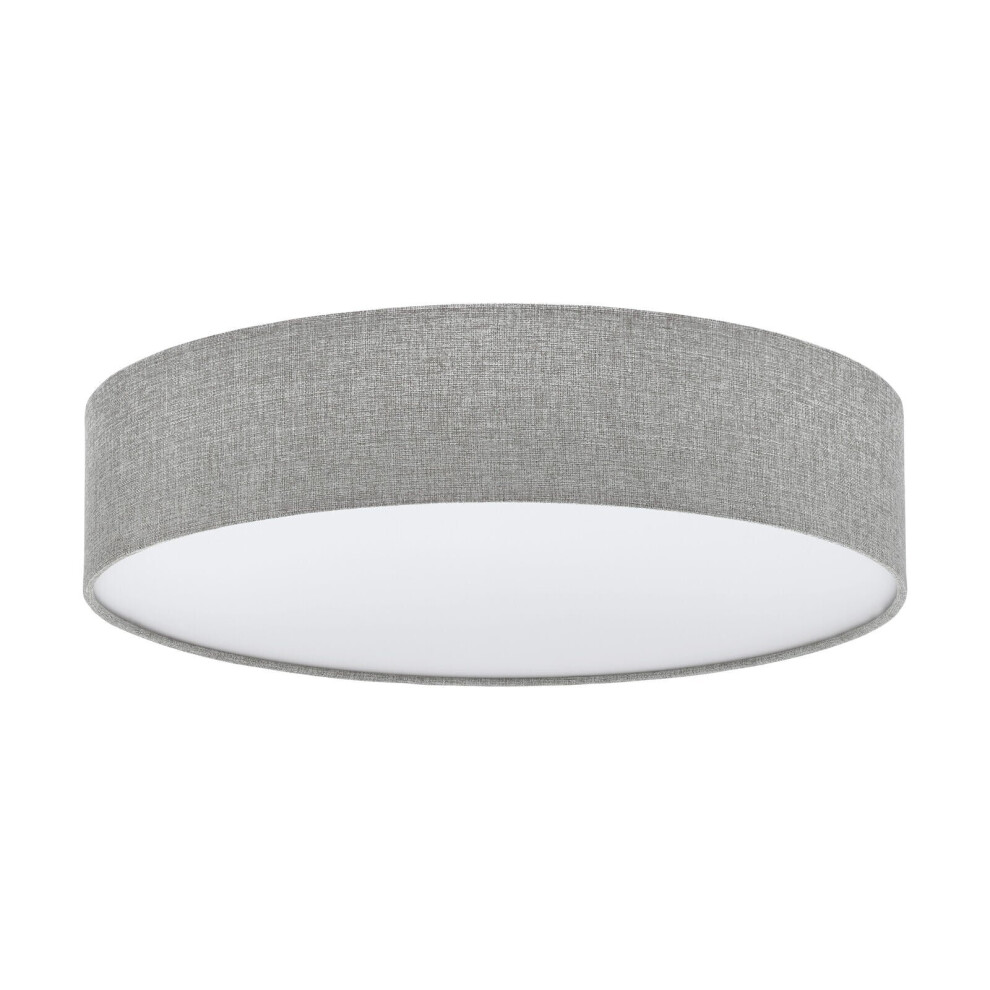 Loops Flush Ceiling Colour Shade Fabric Linen Bulb E27 3X60w Light/White/Grey