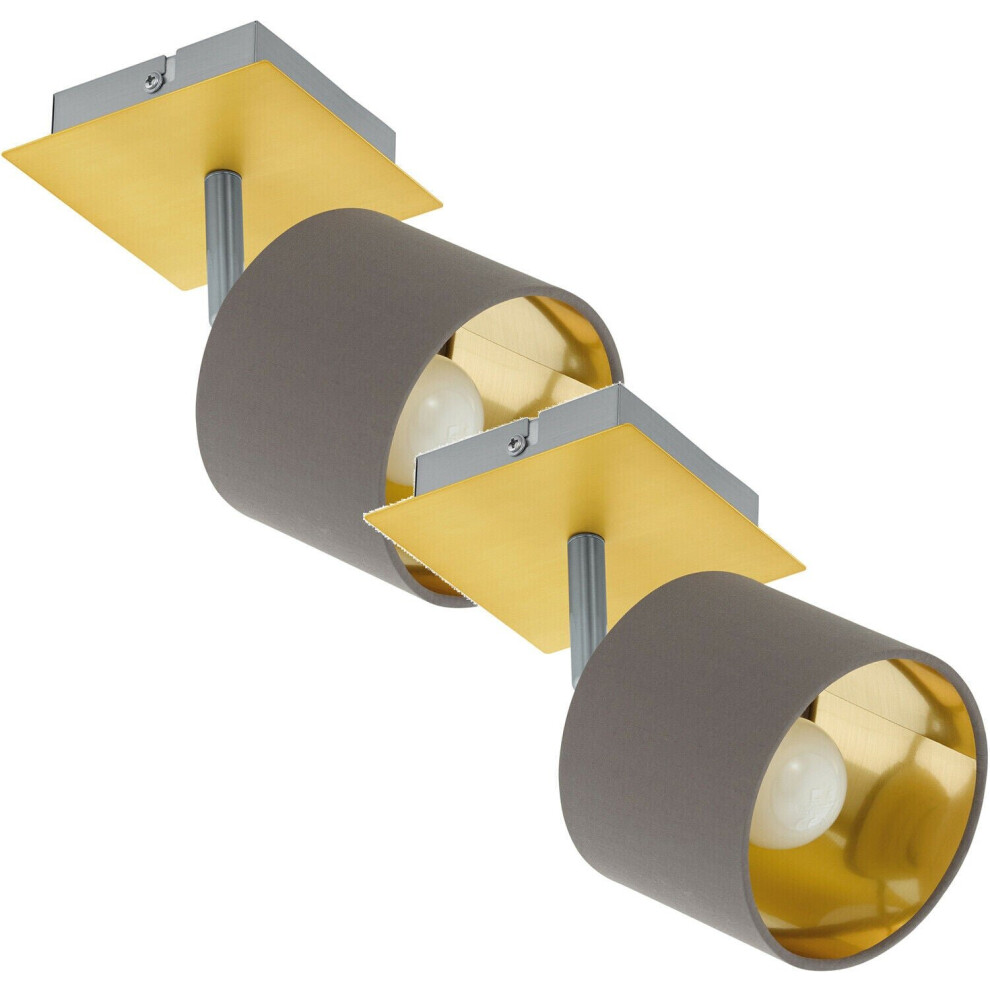 Loops 2 Pack Wall Colour Brushed Brass Satin Nickel Shade Cappuccino Fabric E14 Light