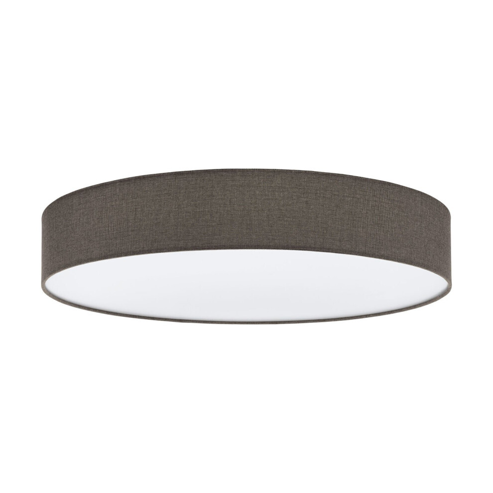 Flush Ceiling Light Colour White Shade Brown White Fabric Linen Bulb E27 5x25W