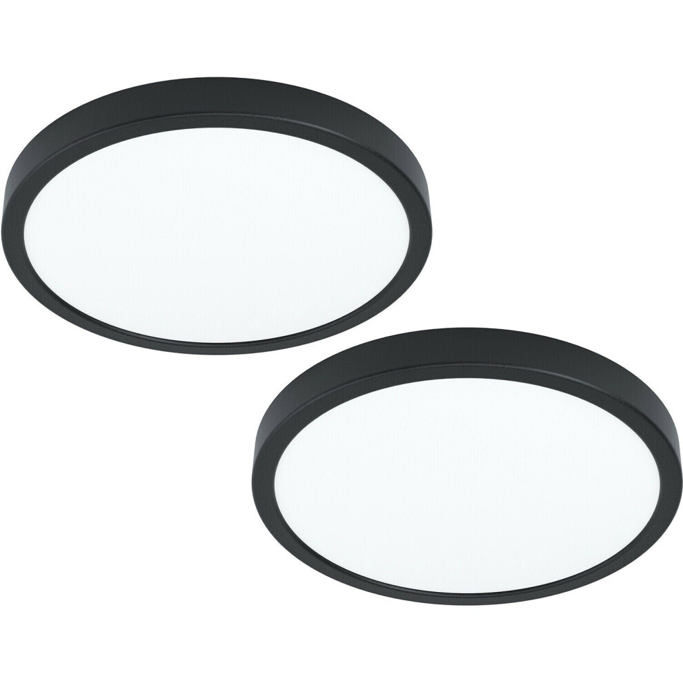 Loops 2 Pack Wall / Ceiling Light Black 285Mm Round Surface Mounted 20W Led 4000K