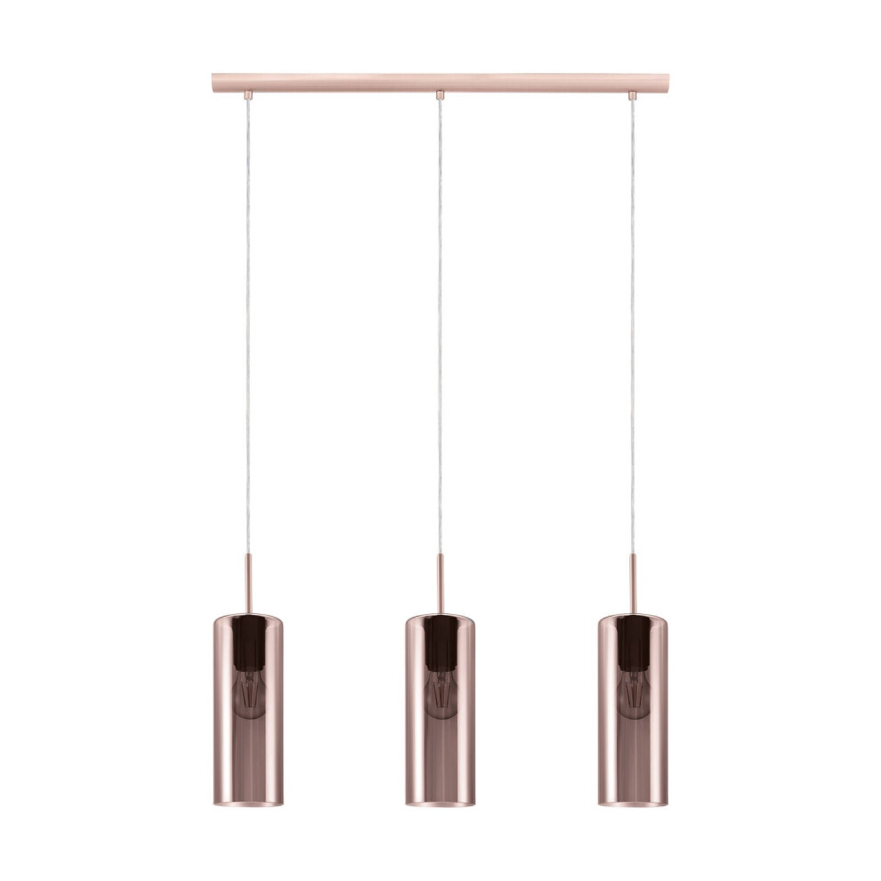 Loops Pendant Satin Nickel Shade Copper Coloured Glass Vaporized Bulb E27 3X15w Light