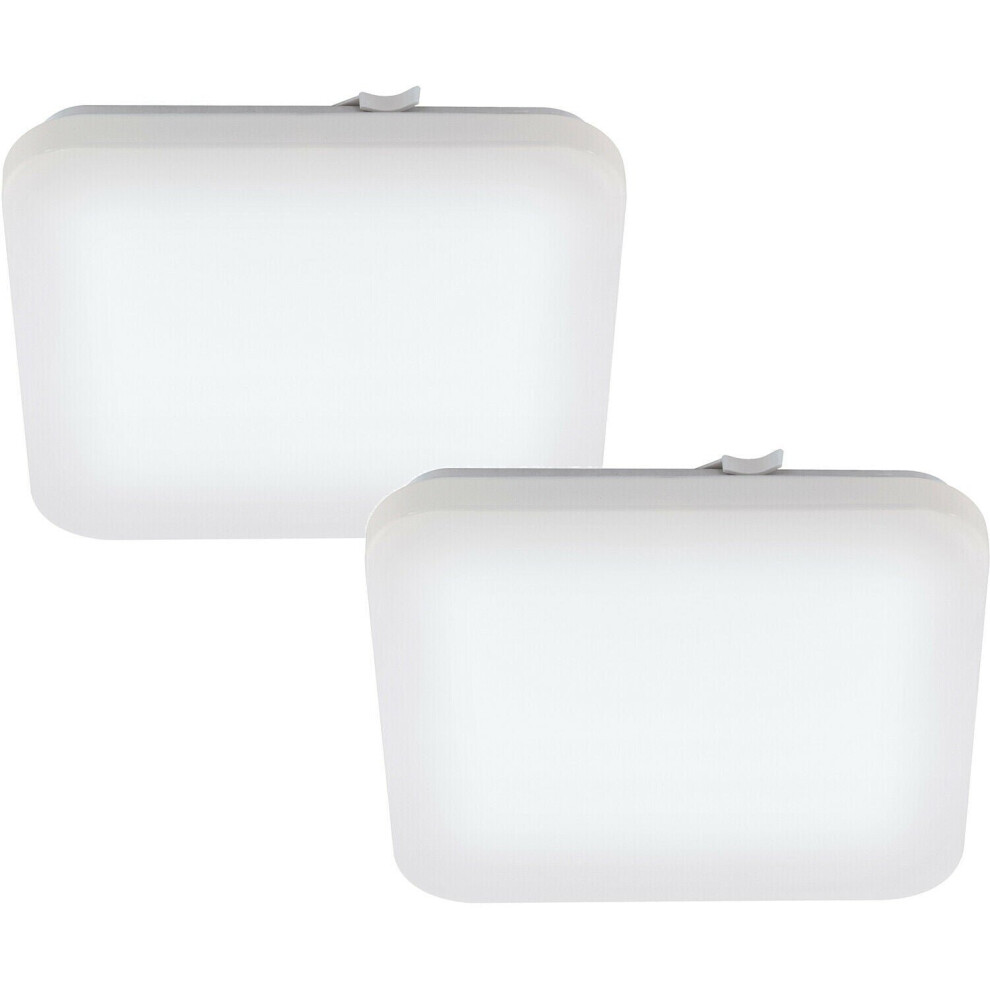 Loops 2 Pack Wall Flush Ceiling Light Colour White Shade White Plastic Bulb Led 17.3W