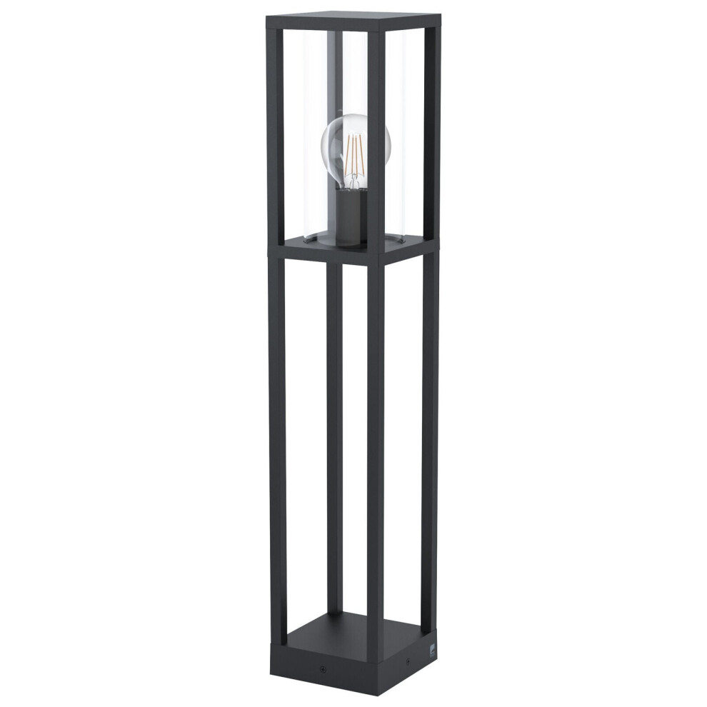 Loops Ip44 Outdoor Bollard Cast Aluminium Box 1 X 40W E27 Tall Lamp Post Light/Black