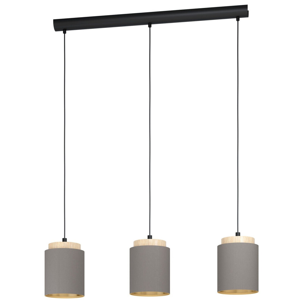 Loops Pendant Light Colour Black Brown Shade Cappuccino Fabric Bulb E27 3X40w