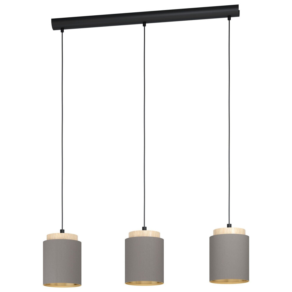 Pendant Light Colour Black Brown Shade Cappuccino Fabric Bulb E27 3x40W