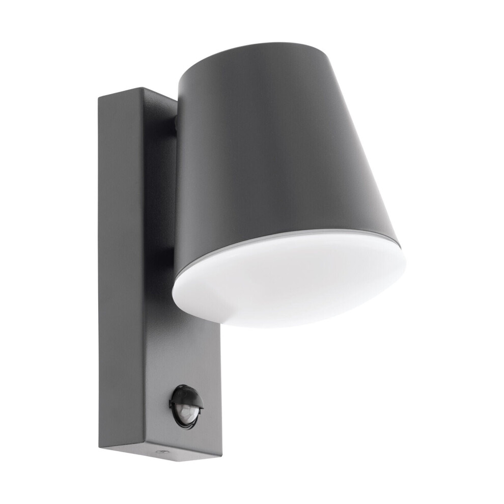 Loops Ip44 Outdoor Wall Light & Pir Sensor Anthracite Steel 1 X 10W E27 Bulb