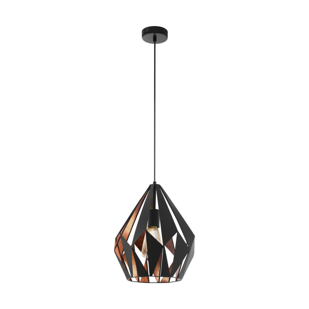 Loops Hanging Ceiling Pendant & Copper Geometric 1X 60W E27 Feature Lamp Light/Black
