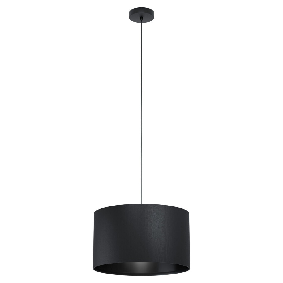 Loops Pendant Ceiling Colour Shade Round Fabric Bulb E27 1X40w Light/Black
