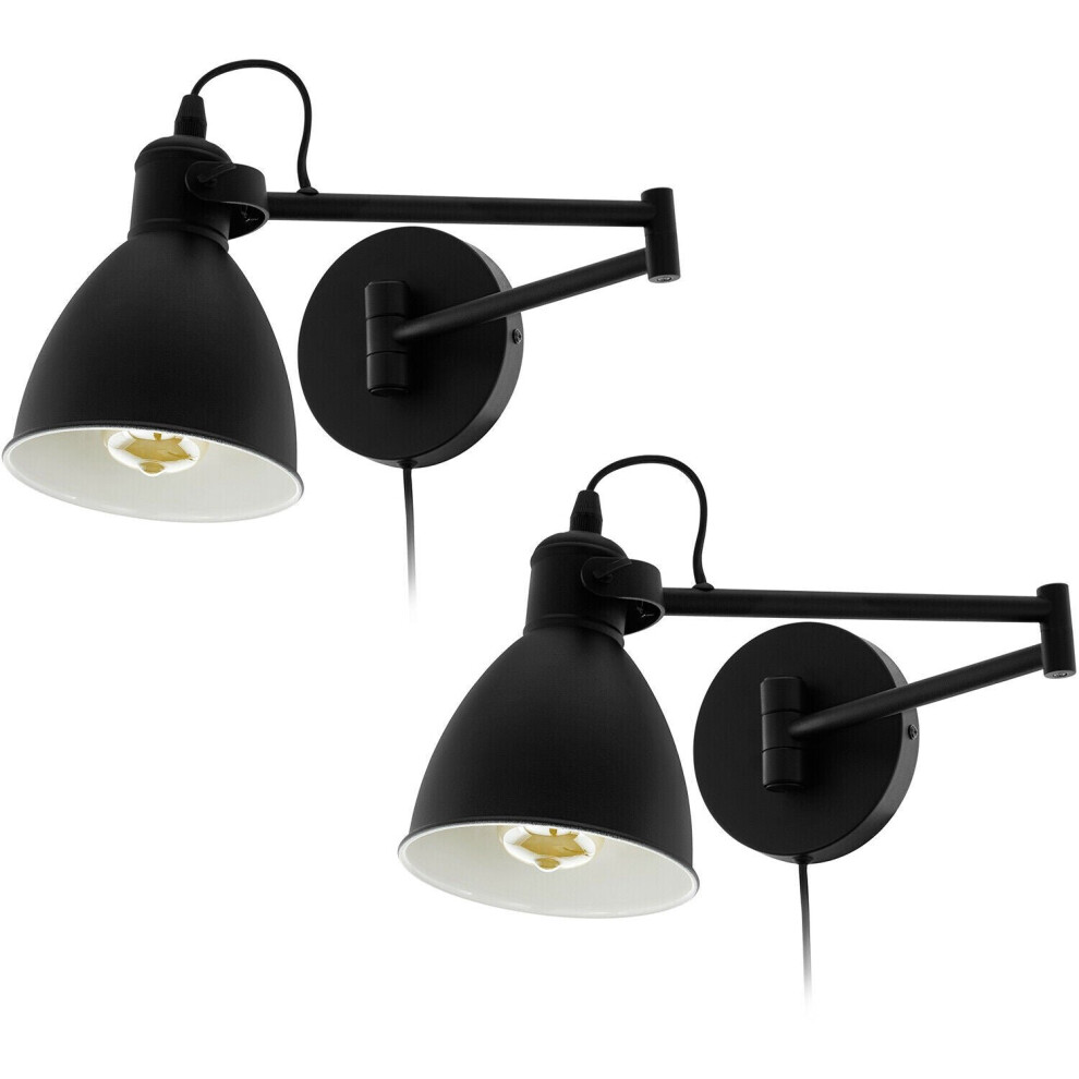 2 PACK Wall Flush Ceiling Light Colour Black Shade White Inner Moveable E27 10W