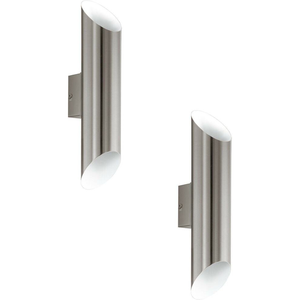 Loops 2 Pack Ip44 Outdoor Wall Stainless Steel & 3.7W Built In Led Lamp Light/White