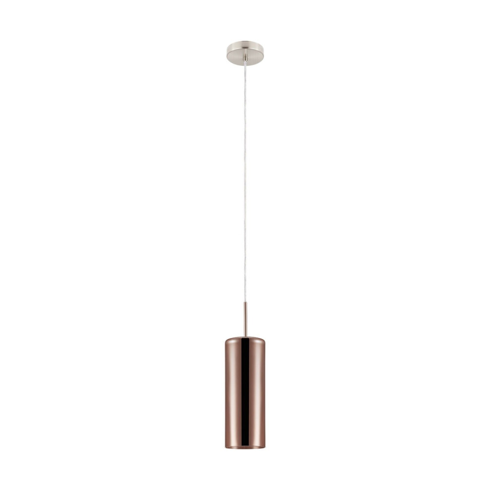Loops Pendant Satin Nickel Shade Copper Coloured Glass Vaporized Bulb E27 1X15w Light