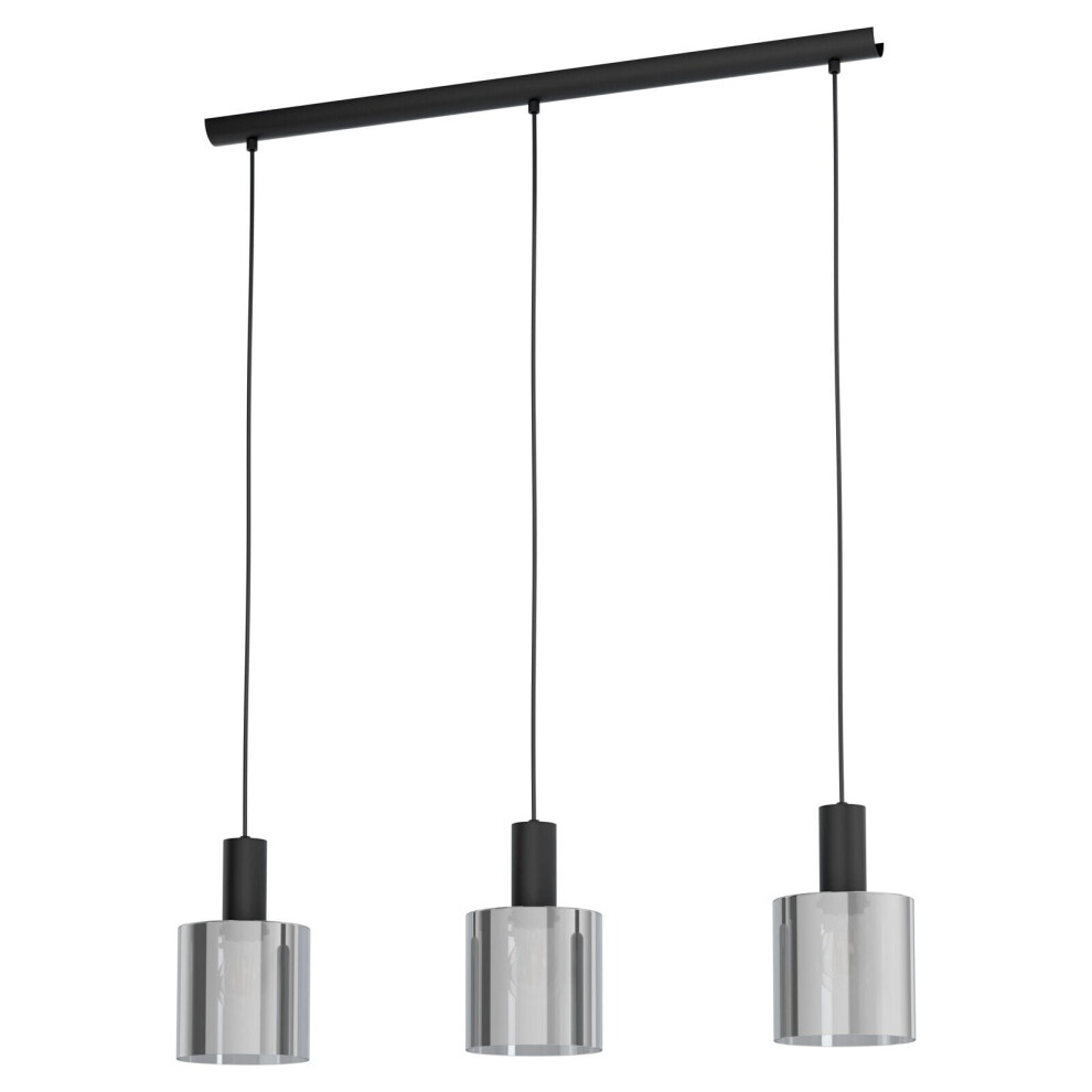 Pendant Ceiling Light Black Shade Black Transparent Glass Vaporized E27 3x40W