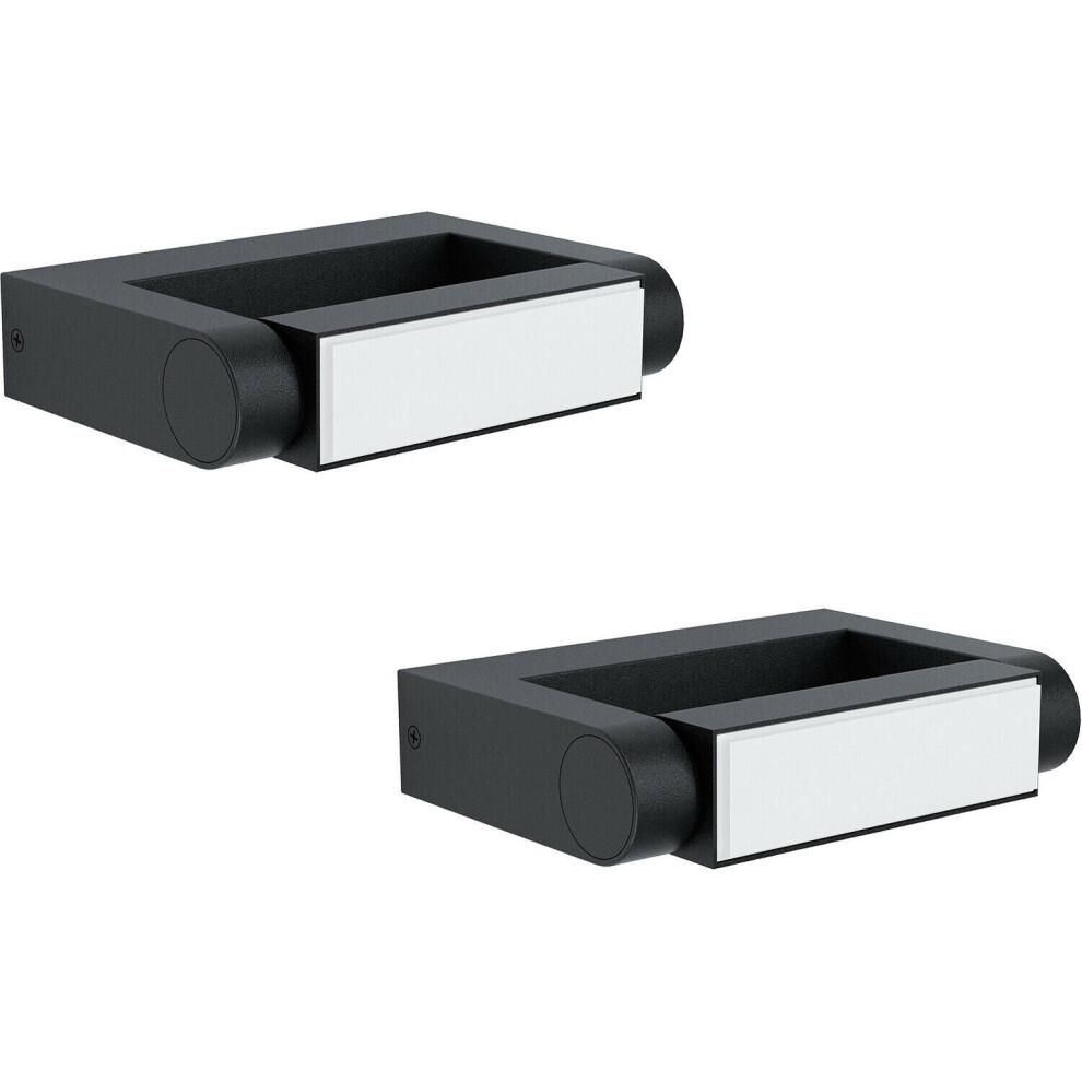 Loops 2 Pack Ip44 Outdoor Wall Cast Aluminium 4.8W Led Porch Lamp Light/Black