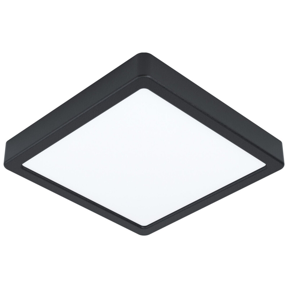 Wall / Ceiling Light Black 210mm Square Surface Mounted 16.5W LED 3000K