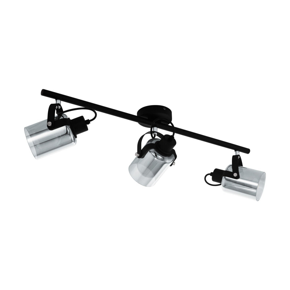 Loops Flush Ceiling Chrome Transparent Glass Vaporized Bulb E27 3X40w Light/Black