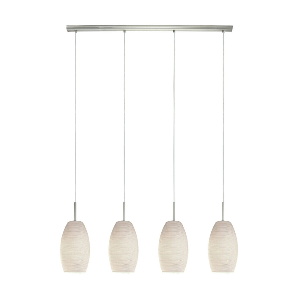 Pendant Light Satin Nickel Shade White Glass Wiping Technique Bulb E27 4x40W