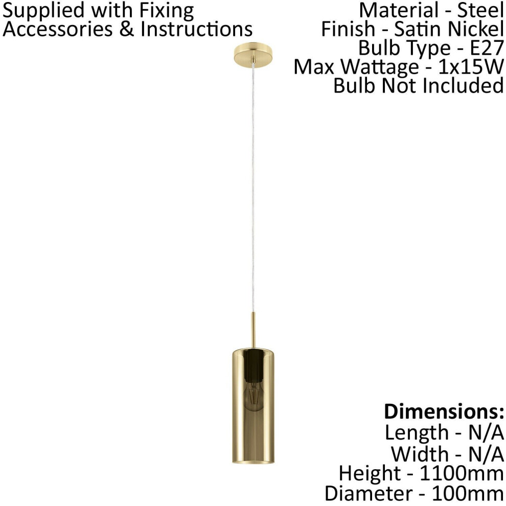 Pendant Light Colour Satin Nickel Shade Gold Color Glass Vaporized E27 1x15W