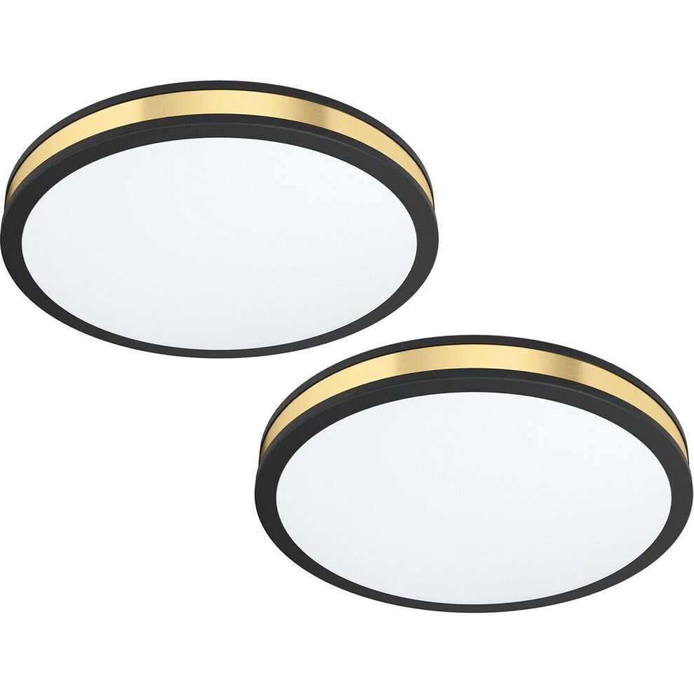  - 2 Pack Modern Black Flush Mount Ceiling Lights With White Gold Shade24W Led - Image 3