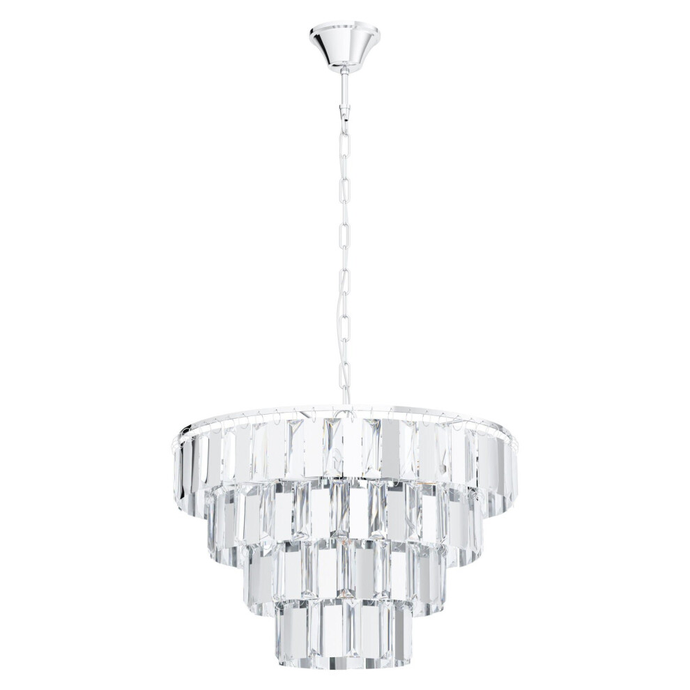 Pendant Ceiling Light Colour Chrome Shade Clear Crystal Bulb E14 7x40W-image-OPC-P8WMCYJ-NEW