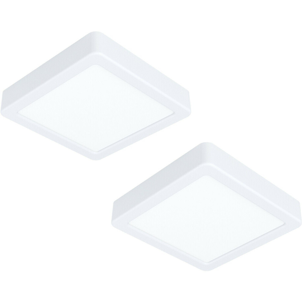 2 PACK Wall / Ceiling Light White 160mm Sqaure Surface Mounted 10.5W LED 3000K