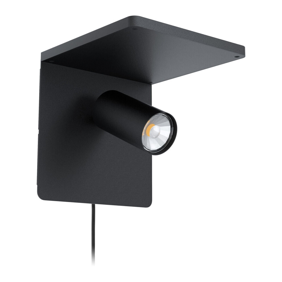 Loops Wall Spot Light Colour Black Reading Rocker Switch Bulb Gu10 1X5w Included