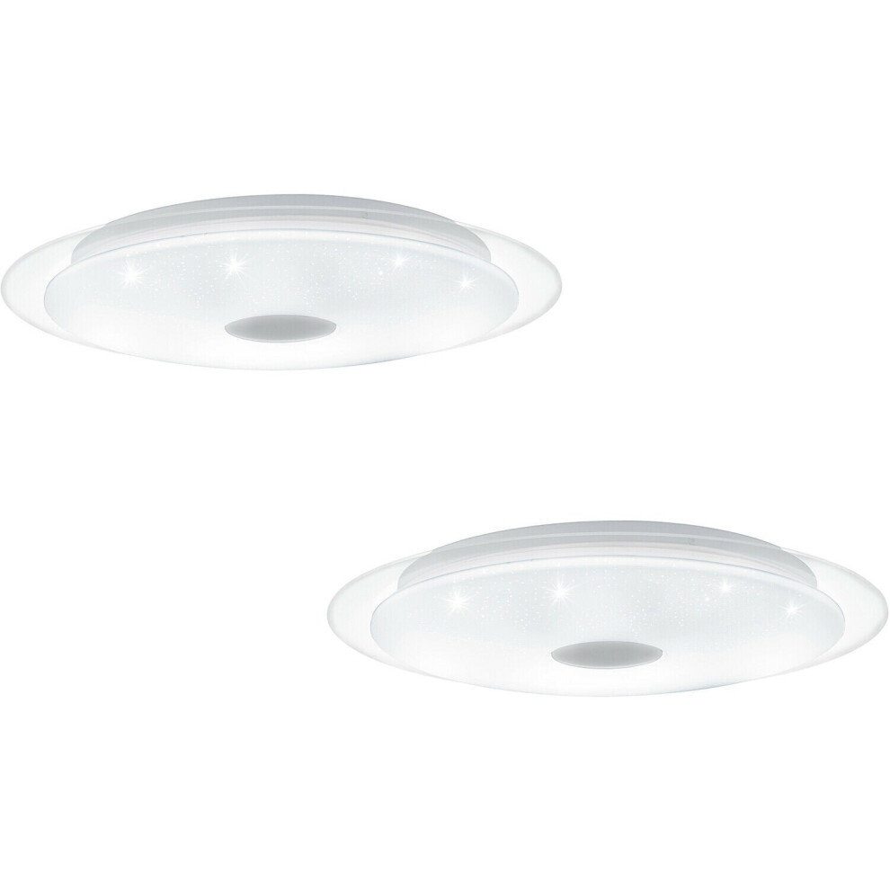 Loops 2 Pack Wall Flush Ceiling Shade Chrome Crystal Effect Led 36W Light/White