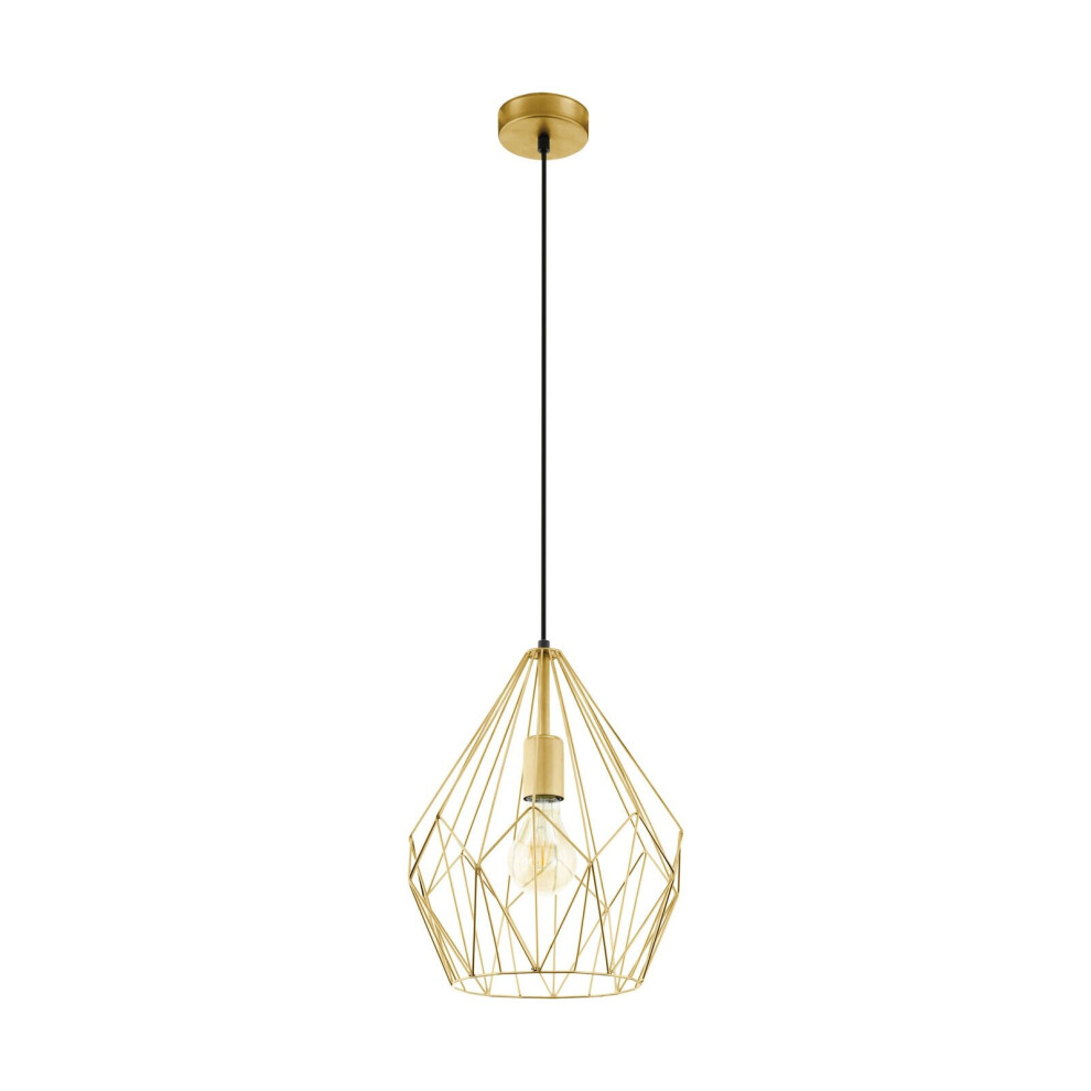 Hanging Ceiling Pendant Light Gold Wire Cage 1x 60W E27 Hallway Feature Lamp