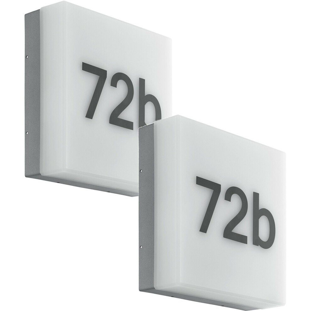 Loops 2 Pack Ip44 Outdoor Wall Light Anthracite House Number 8.2W Led Porch Lamp