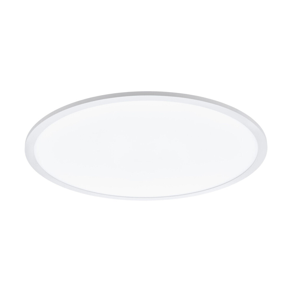 Flush Ceiling Light Colour White Shade Round White Plastic Bulb LED 30W Included