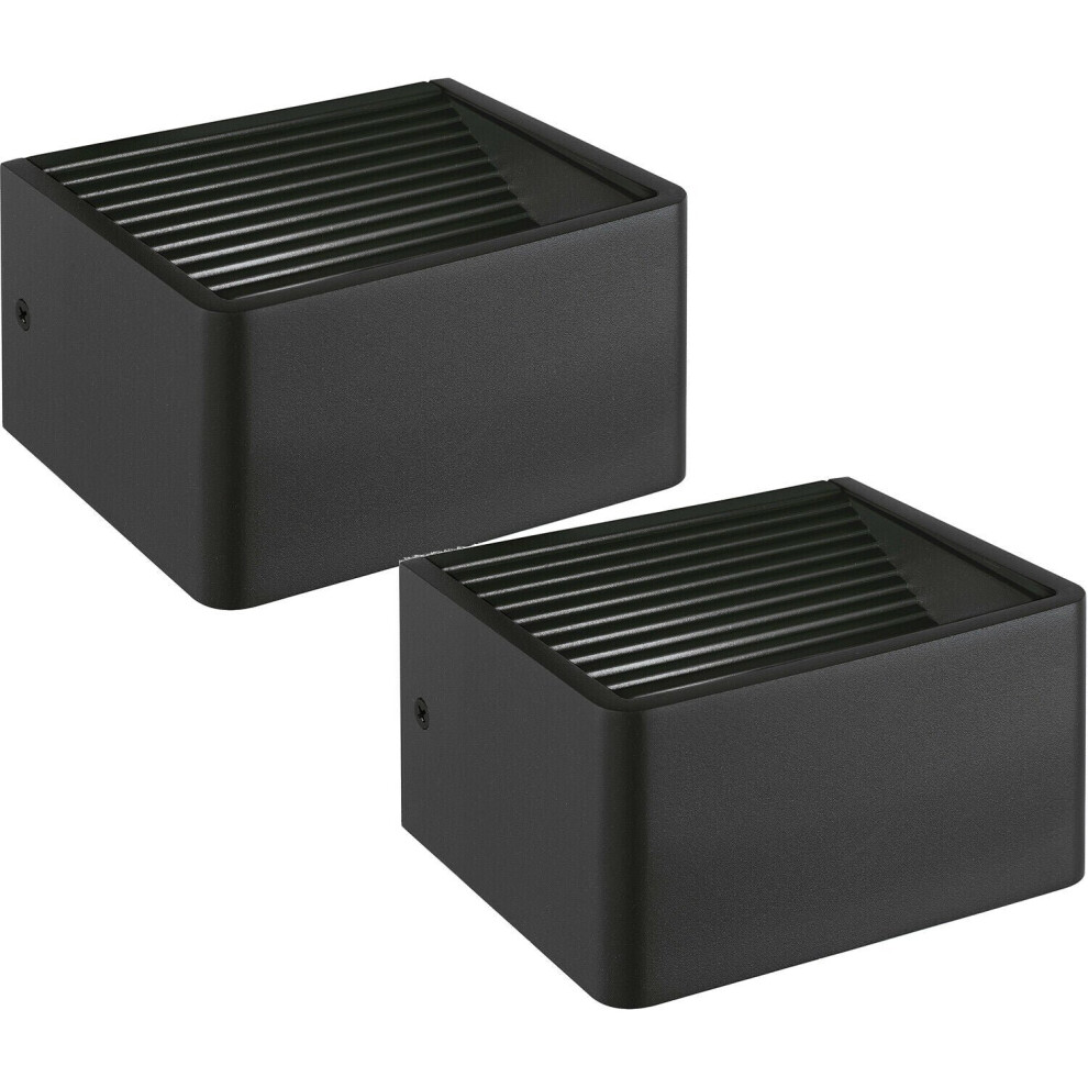 Loops 2 Pack Ip44 Outdoor Wall Light Anthracite Aluminium 6W Led Porch Lamp